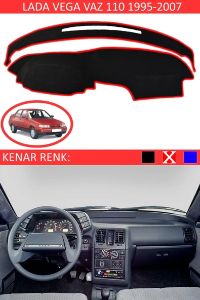 Torpido Koruma Halısı Siyah Kenar Renk Kırmızı Lada Vega Vaz 110 ile Uyumlu ürün görseli 1
