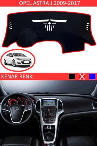 Torpido Koruma Halısı Siyah Kenar Renk Kırmızı Opel Astra J 2009-2017 ile Uyumlu ürün görseli 1