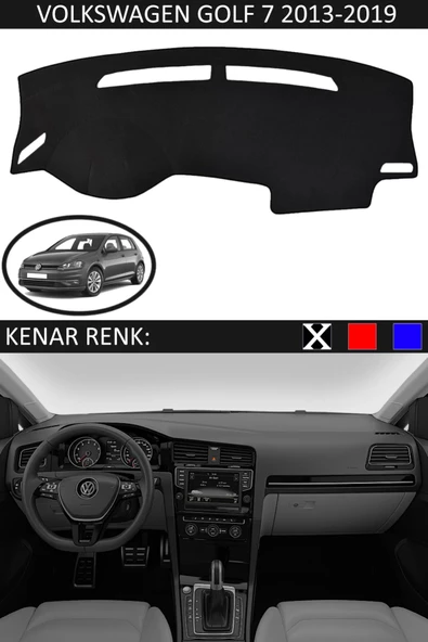 Torpido Koruma Halısı Siyah Kenar Renk Siyah Volkswagen Golf 7 2013-2019 ile Uyumlu ürün görseli 1
