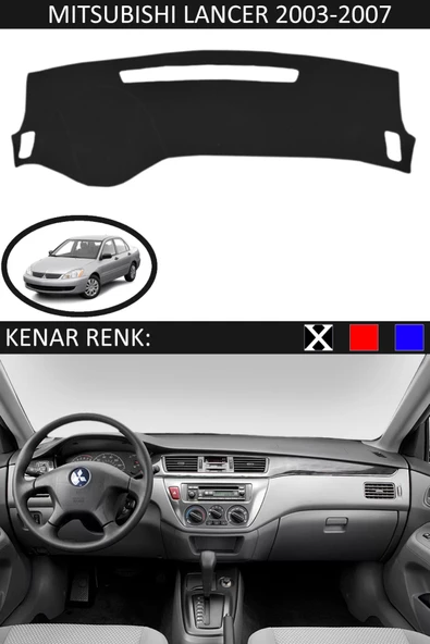 Torpido Koruma Halısı Siyah Kenar Renk Siyah Mitsubishi Lancer 2003-2007 ile Uyumlu ürün görseli 1