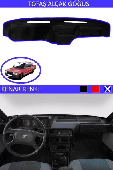 Alçak Göğüs Torpido Koruma Halısı Siyah Kenar Renk Mavi Tofaş ile Uyumlu ürün görseli 1