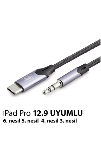 iPad Pro 12.9inç 6. 5. 4. 3. Nesil uyumlu Metal başlık AUX Kablo Ses Dönüştürücü Type-C Çevirici ürün görseli 1
