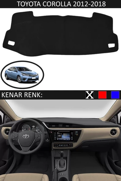 Torpido Koruma Halısı Siyah Kenar Renk Siyah Toyota Coralla 2012-2018 ile Uyumlu ürün görseli 1