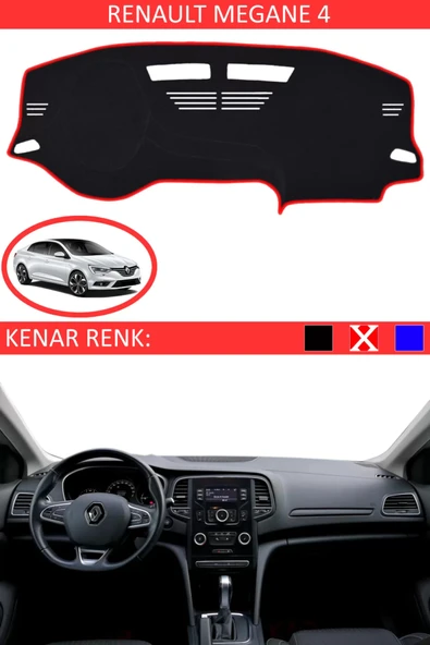 Torpido Koruma Halısı Siyah Kenar Renk Kırmızı Renault Megane 4 ile Uyumlu ürün görseli 1