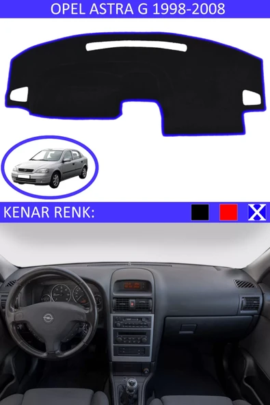 Torpido Koruma Halısı Siyah Kenar Renk Mavi Opel Astra G 1998-2008 ile Uyumlu ürün görseli 1