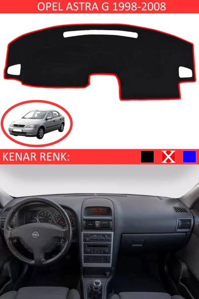 Torpido Koruma Halısı Siyah Kenar Renk Kırmızı Opel Astra G 1998-2008 ile Uyumlu ürün görseli 1