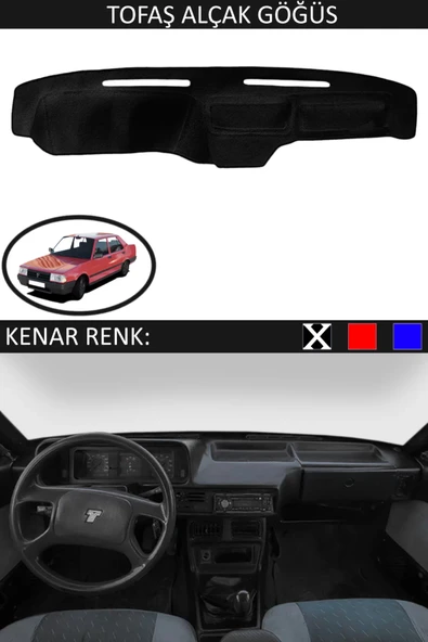 Alçak Göğüs Torpido Koruma Halısı Siyah Kenar Renk Siyah Tofaş ile Uyumlu ürün görseli 1