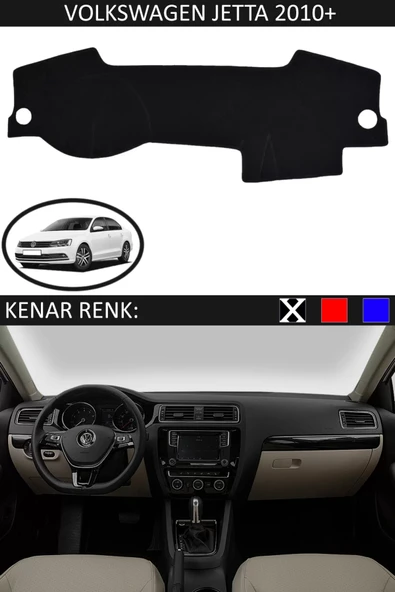 Torpido Koruma Halısı Siyah Kenar Renk Siyah Volkswagen Jetta 2010+ ile Uyumlu ürün görseli 1