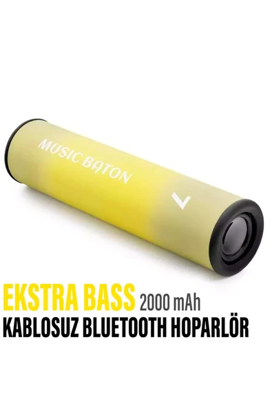Kablosuz Silindir Bluetooth Hoparlör Speaker Ekstra Bass Ses Bombası 2000 mAh IP65 Su Geçirmez ürün görseli 1