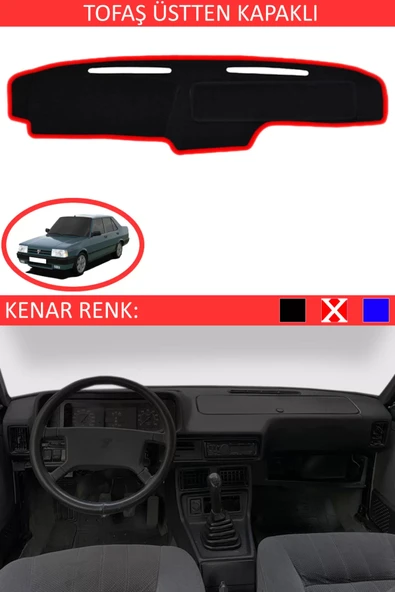 Üstten Kapaklı Torpido Koruma Halısı Siyah Kenar Renk Kırmızı Tofaş ile Uyumlu ürün görseli 1