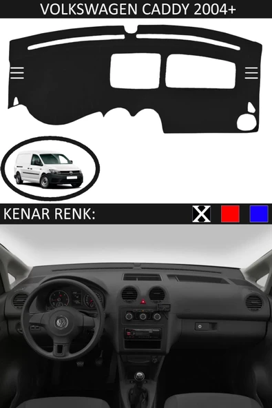Torpido Koruma Halısı Siyah Kenar Renk Siyah Volkswagen Caddy 2004+ ile Uyumlu ürün görseli 1