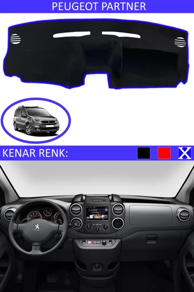 Torpido Koruma Halısı Siyah Kenar Renk Mavi Peugeot Partner ile Uyumlu ürün görseli 1