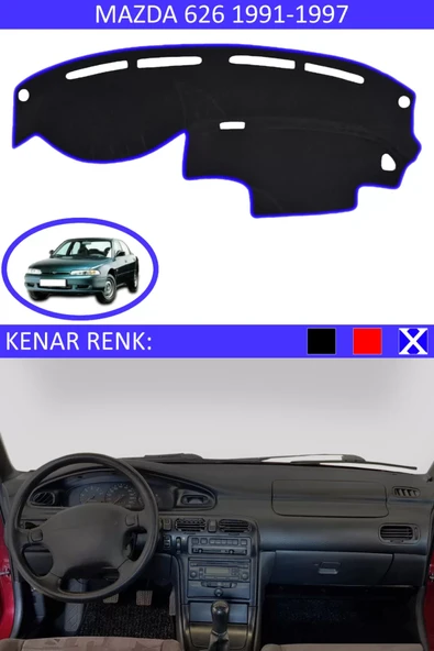 Torpido Koruma Halısı Siyah Kenar Renk Mavi Mazda 626 1991-1997 ile Uyumlu ürün görseli 1