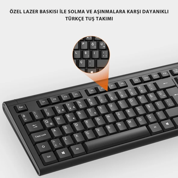 Lecoo Kw200 Kablosuz Klavye & Mouse Set Siyah - Resim 5