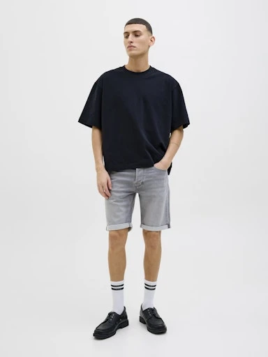 JACK JONES Erkek Grey Denim Şort 12269502 - Resim 7