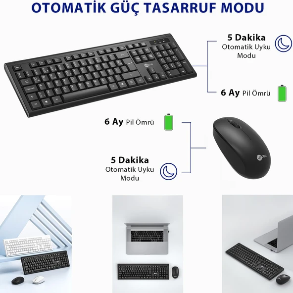 Lecoo Kw200 Kablosuz Klavye & Mouse Set Siyah - Resim 4