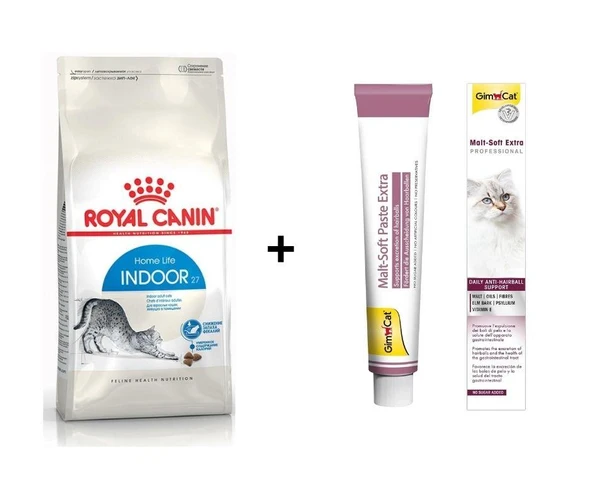 Royal Canin İndoor 27 Kuru Kedi Maması 2 Kg + Gimcat Malt 100 Gr ürün görseli 1