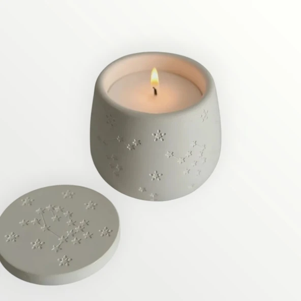 Yıldız desenli Kapaklı kokulu soya wax Mum ürün görseli 1