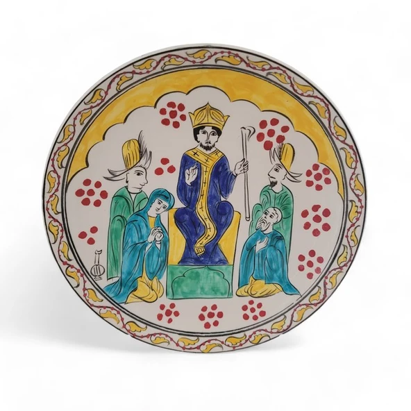 İsa Mesih'in Vaazı 25x25 cm El Boyama İznik Çini Tabak ürün görseli 1