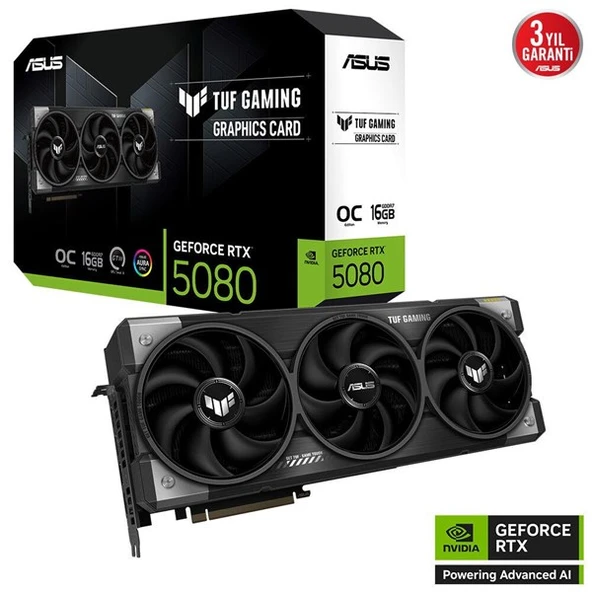 ASUS RTX5080 16GB TUF RTX5080-O16G GAMING GDDR7 256bit HDMI DP PCIe 5.0 ürün görseli 1
