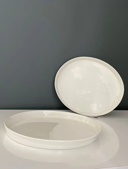 TANTİTONİ SPACE BEYAZ PORSELEN 2 Lİ SERVİS TABAĞI SETİ 28 CM ürün görseli 1