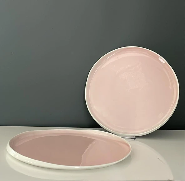 TANTİTONİ SKY PEMBE PORSELEN 2 Lİ SERVİS TABAĞI SETİ 28,7 CM ürün görseli 1