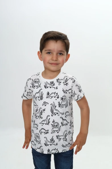 Toontoy Erkek Çocuk Komple Dinazor Baskılı Tişört ürün görseli 1