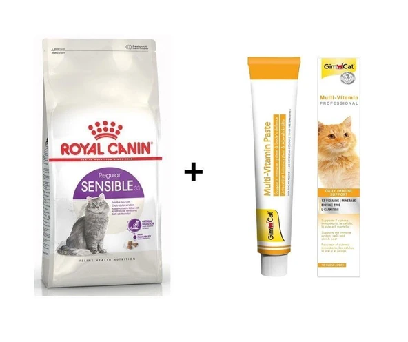Royal Canin Sensible 33 Kuru Kedi Maması 2 kg + Gimcat Multivitamin 100 Gr ürün görseli 1