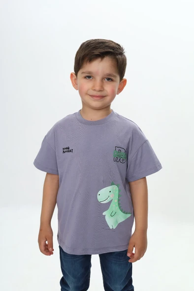 Toontoy Erkek Çocuk Dinazor Yazı Baskılı Tişört ürün görseli 1