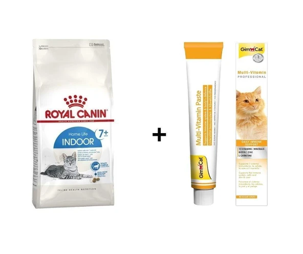 Royal Canin İndoor 7+ Yaşlı Kuru Kedi Maması 1,5 Kg + Gimcat Multivitamin 100 Gr ürün görseli 1