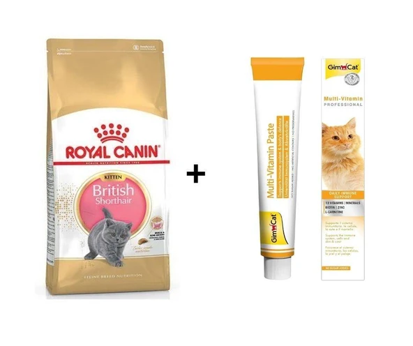 Royal Canin Kitten British Shorthair Yavru Kedi Maması 2 kg + Gimcat Multivitamin 100 Gr ürün görseli 1