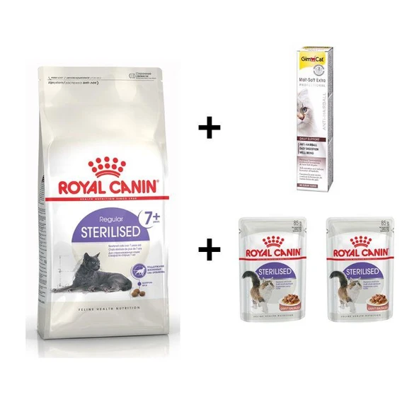 Royal Canin +7 Yaş Üzeri Kısırlaştırılmış Kedi Maması 1,5 Kg + 2 Adet RC Yaş Mama 85 gr + 20 gr GimCat Malt ürün görseli 1