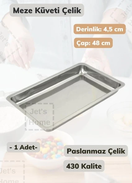 Çelik Meze Küveti 48 cm Paslanmaz Çelik Tabak ürün görseli 1