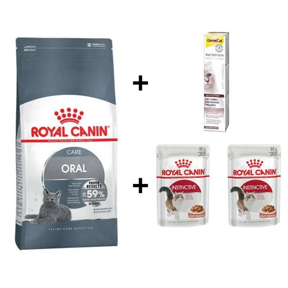 Royal Canin Oral Care Kedi Maması 1,5 Kg + 2 Adet RC Yaş Mama 85 gr + 20 gr GimCat Malt ürün görseli 1