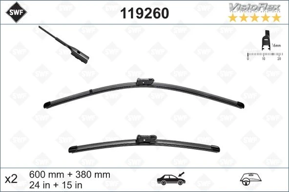 SİLECEK SÜPÜRGESİ ÖN POLO-TOLEDO-RAPID-A1 2010 600 x 380 mm ürün görseli 1