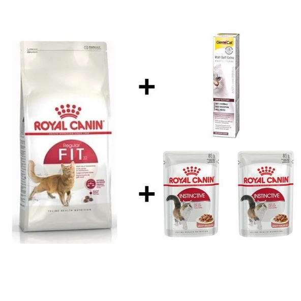 Royal Canin Fit 32  Kuru Kedi Maması 2 Kg + 2 Adet RC Yaş Mama 85 gr + 20 gr GimCat Malt ürün görseli 1