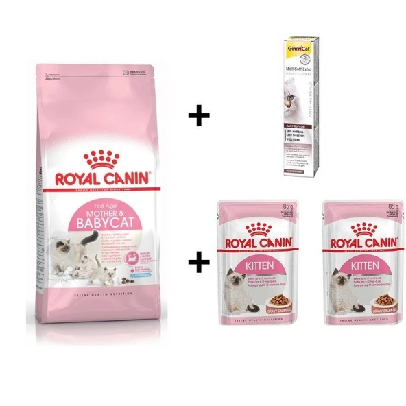 Royal Canin Mother BabyCat  Yavru Kuru Kedi Maması 4 Kg + 2 Adet RC Yaş Mama 85 gr + 20 gr GimCat Malt ürün görseli 1