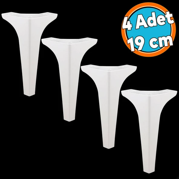 Mobilya Kanepe Sehpa TV Ünitesi Koltuk Ayağı 19 cm Beyaz Baza Ayak 4 Adet ürün görseli 1