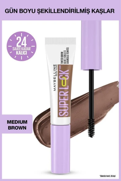 Maybelline New York Super Lock Brow Glue Kaş Sabitleyici Maskara - Medium Brown ürün görseli 1