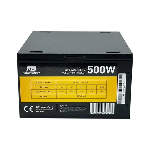 PowerBOOST 500W PB500AR 12cm Fanlı Power Supply - Resim 3