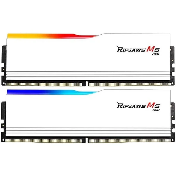 GSKILL 32GB (2X 16GB) DDR5 6400MHZ CL36 RGB DUAL KIT PC RAM RIPJAWS M5 F5-6400J3648F16GX2-RM5RW BEYAZ ürün görseli 1