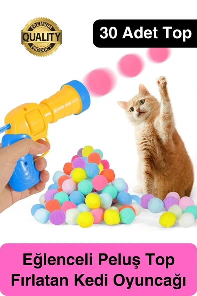 Eğlenceli Peluş Top Atan İnteraktif Kedi Oyuncağı Hareketli Aksesuar Etkileşimli Oyuncak Fırlatıcı ürün görseli 1