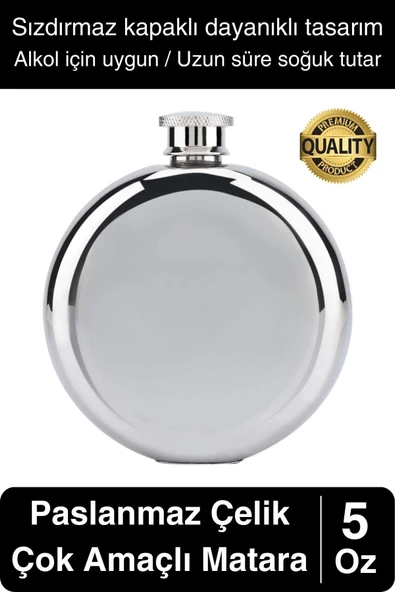 Limited Edition 5 Oz Paslanmaz Çelik Sızdırmaz Sıvı İçecek Kamp Cep Su Matarası Dayanıklı ürün görseli 1