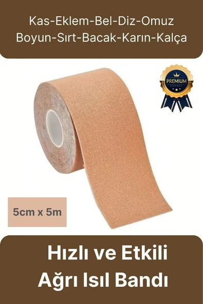 Hızlı Etkili Ten Rengi Bel Diz Omuz Boyun Sırt Bacak Kas Eklem Kinezyo IsıI Bandı 5cm x 5m ürün görseli 1