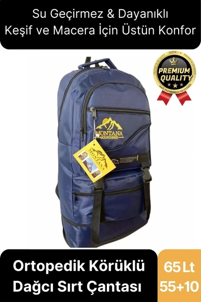 65 Lt Ortopedik Dayanıklı Büyük Boy Çok Gözlü Su Geçirmez Körüklü Kamp Trekking Outdoor Sırt Çantası ürün görseli 1