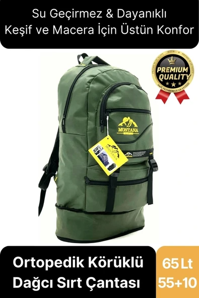 65 Lt Ortopedik Dayanıklı Büyük Boy Çok Gözlü Su Geçirmez Körüklü Kamp Trekking Outdoor Sırt Çantası ürün görseli 1