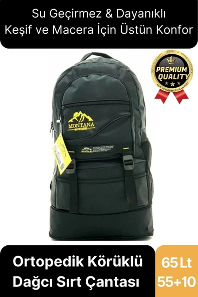65 Lt Ortopedik Dayanıklı Büyük Boy Çok Gözlü Su Geçirmez Körüklü Kamp Trekking Outdoor Sırt Çantası ürün görseli 1
