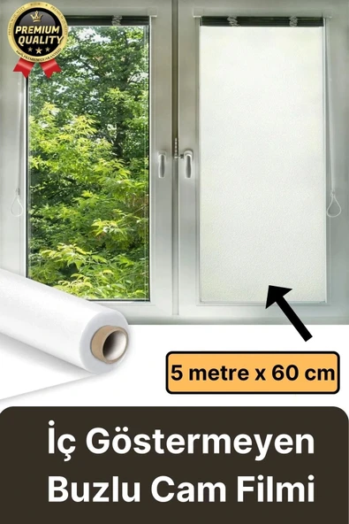 UV Engelleyici İçeriyi Göstermeyen Yapışkan İz Bırakmaz Ofis Ev Buzlu Cam Filmi 5 mt x 60 cm ürün görseli 1