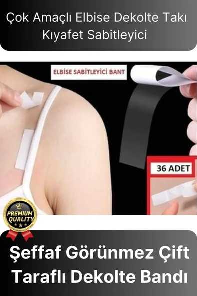 Çok Amaçlı Görünmez Çift Taraflı Dekolte Vücut Yapışkanlı Şeffaf Elbise Sabitleyici Bant 36 Parça ürün görseli 1