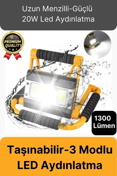 Özel Üretim Taşınabilir 3 Modlu 6500K Renk Sıcaklığı 20W Led 1300 Lümen Ayaklı Projektör Aydınlatma ürün görseli 1